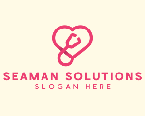 Pink Heart Stethoscope logo design