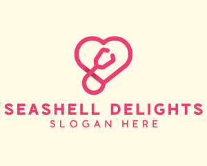 Pink Heart Stethoscope logo design