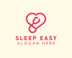 Pink Heart Stethoscope logo design