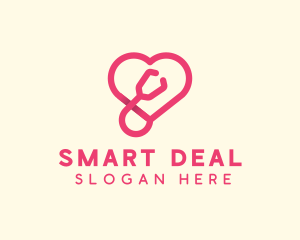 Pink Heart Stethoscope logo design