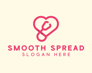 Pink Heart Stethoscope logo design