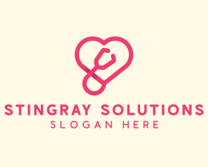 Pink Heart Stethoscope logo design