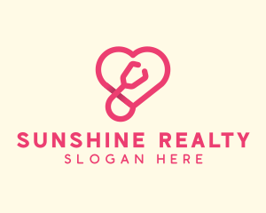 Pink Heart Stethoscope logo design