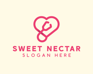 Pink Heart Stethoscope logo design