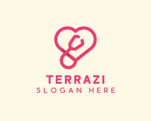 Pink Heart Stethoscope logo design