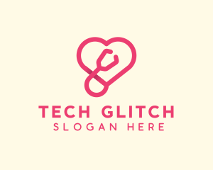 Pink Heart Stethoscope logo design