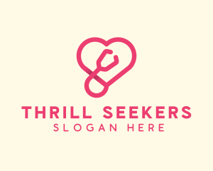 Pink Heart Stethoscope logo design