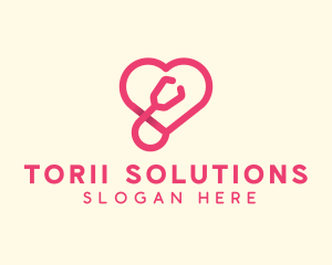 Pink Heart Stethoscope logo design