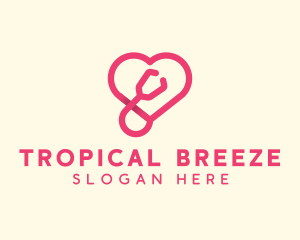 Pink Heart Stethoscope logo design