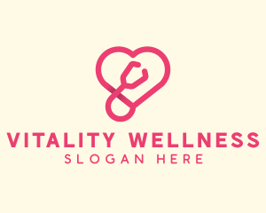 Pink Heart Stethoscope logo design