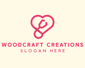 Pink Heart Stethoscope logo design