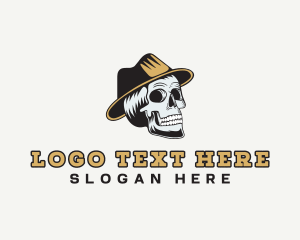 Skull - Skull Hat Hipster logo design