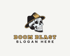 Skull Hat Hipster Logo