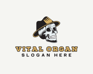 Skull Hat Hipster Logo