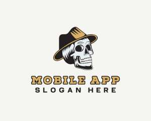 Skull Hat Hipster Logo