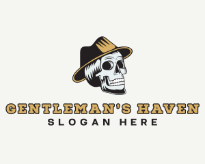 Skull Hat Hipster logo design