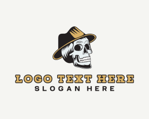 Skull Hat Hipster Logo
