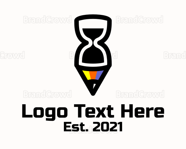Colorful Pencil Hourglass Time Logo