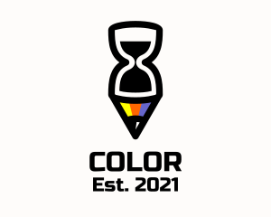 Colorful Pencil Hourglass Time logo design