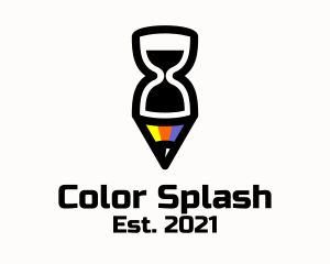 Colorful Pencil Hourglass Time logo design