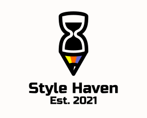 Sandglass - Colorful Pencil Hourglass Time logo design