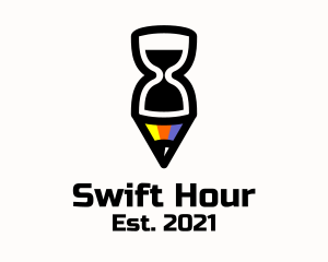 Colorful Pencil Hourglass Time logo design