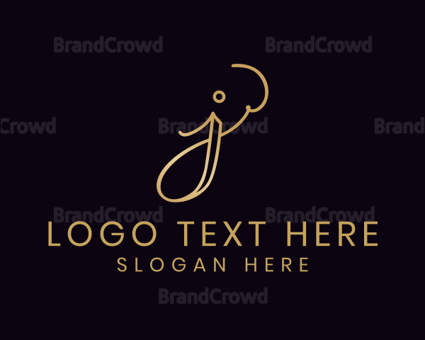 Gold Calligraphy Letter J Logo