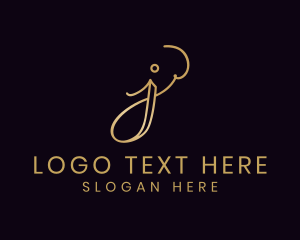 Boutique - Gold Calligraphy Letter J logo design