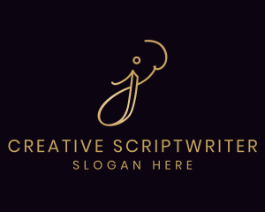 Gold Calligraphy Letter J logo design