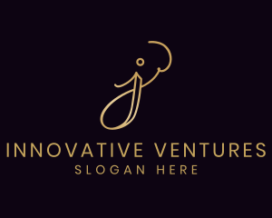 Entrepreneur - Gold Calligraphy Letter J logo design