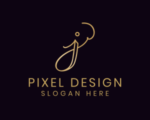 Gold Calligraphy Letter J logo design