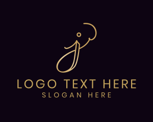 Enterprise - Gold Calligraphy Letter J logo design