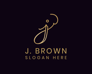 Gold Calligraphy Letter J logo design