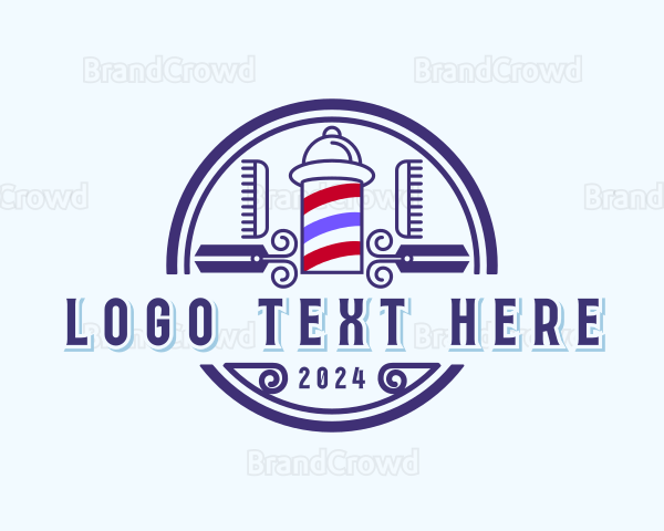 Grooming Barbershop Pole Logo