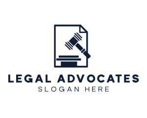 Legal Paper Justice Hammer logo design