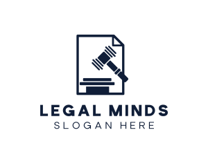 Legal Paper Justice Hammer logo design