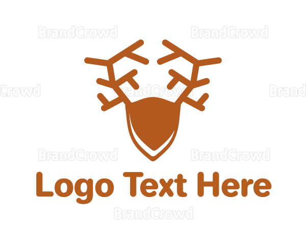 Deer Antlers Shield Logo