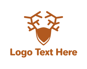 Hunter - Deer Antlers Shield logo design