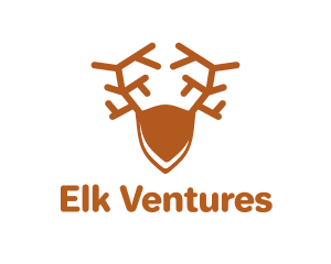 Elk - Deer Antlers Shield logo design