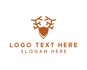Hunt - Deer Antlers Crest logo design