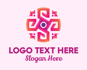 White And Pink - Pink Abstract Art Flower logo design