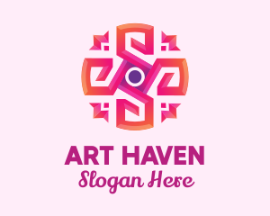 Pink Abstract Art Flower logo design