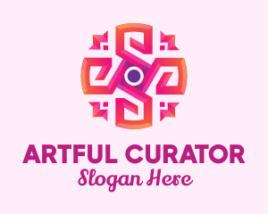 Pink Abstract Art Flower logo design