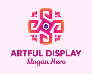 Pink Abstract Art Flower logo design