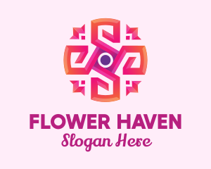 Pink Abstract Art Flower logo design