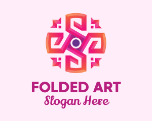 Pink Abstract Art Flower logo design