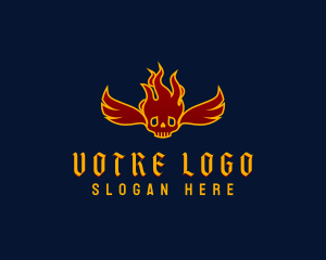 Wing - Punk Fiery Skull logo design