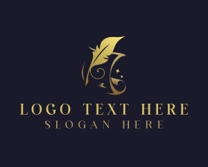 Feather - Calligraphy Feather Quill logo design