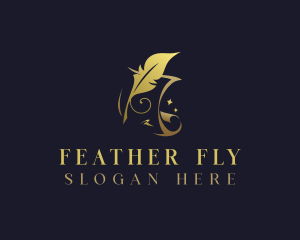 Calligraphy Feather Quill logo design