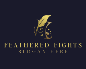 Calligraphy Feather Quill logo design